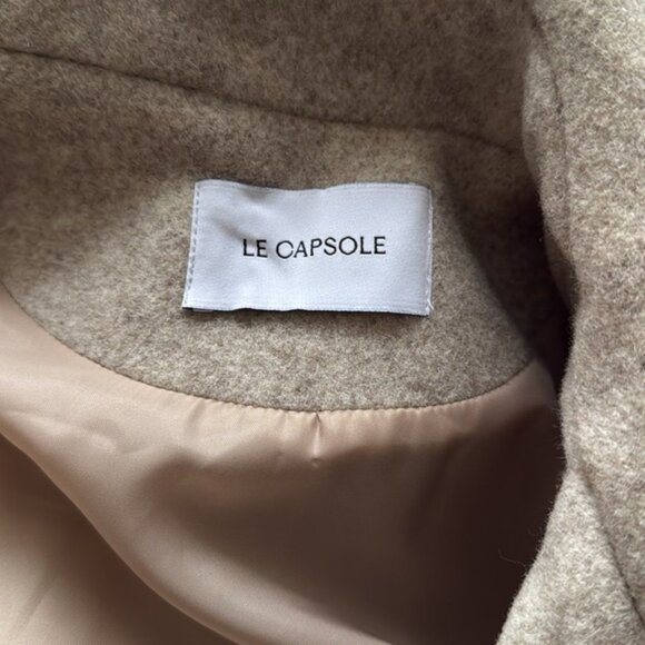 Le Capsole Greige Big Collar Wool Coat XS - Picture 5 of 8